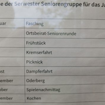 Termine Seniorengruppe 2026