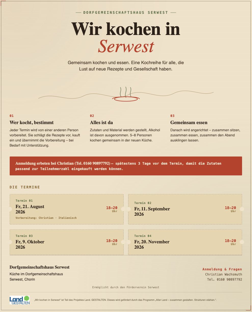 Wir kochen in Serwest